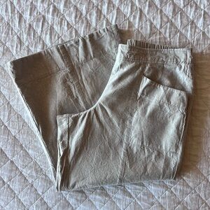 Ivy Jane Linen Blend Ankle Pants | Bell Flare | Size Large | Tan